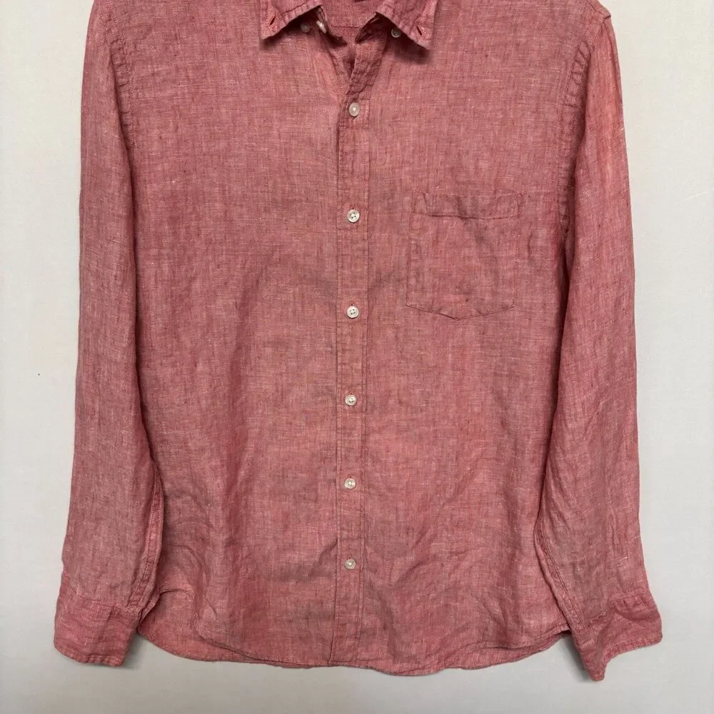 J. Crew Men Baird McNutt Irish Linen Button Down Shirt Size Medium Slim C131 -26